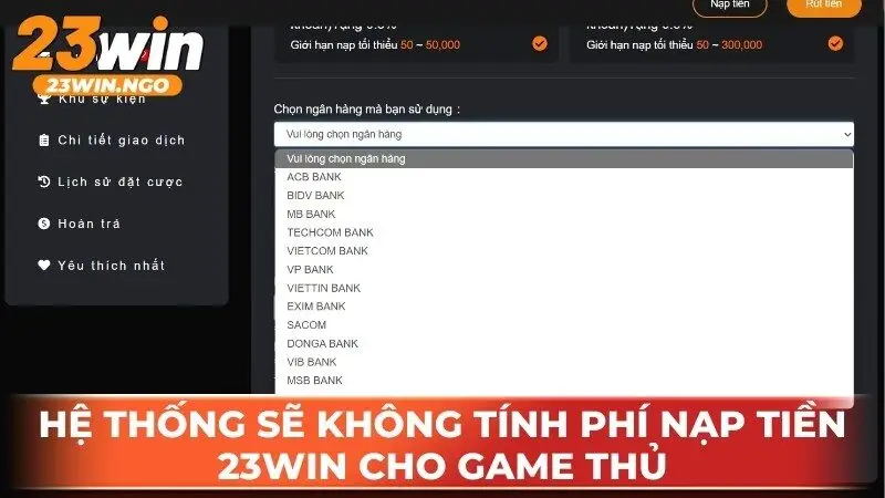 Hệ thống sẽ không tính phí nạp tiền cho game thủ